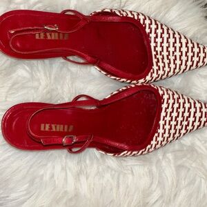 Le Silla Slingback low heal. Vero Cuoio. Made in Italy. Sz 38